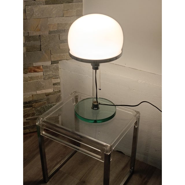 Bauhaus Valentino Lamp n Chrome Plating and Glass from Metalarte, 1976 For Sale - Image 11 of 13