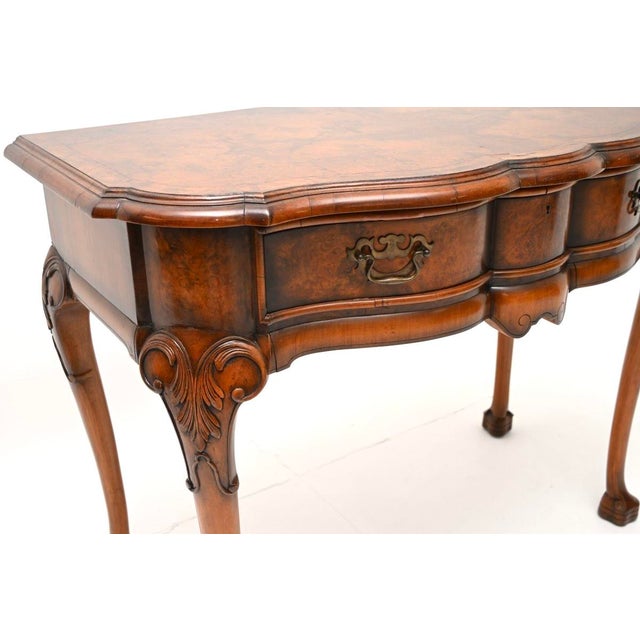 Antique Burr Walnut Console Table by Beresford and Hicks, 1920 For Sale - Image 9 of 11