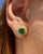 Late 20th Century Colombian Emerald earrings in Art Deco inspired 18k yellow gold setting For Sale - Image 5 of 6