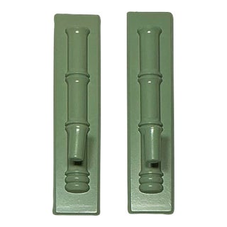 Set of 2 Vintage Faux Wood Bamboo Candle Wall Sconces, Circa 1960s For Sale