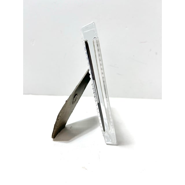 Heavy Cut Crystal Picture Frame – Diamond Point Crystal Frame, Art Deco Revival Tabletop Decor For Sale In Louisville - Image 6 of 8