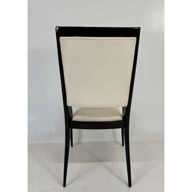 Textile Vintage Italian Chairs in Black Lacquered and Cream Velvet by Vittorio Dassi, 1950s, Set of 6 For Sale - Image 7 of 10