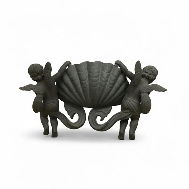 Exceptional Italian Bronze Wall Fountain - Two Putti & Scallop Shell For Sale - Image 4 of 5
