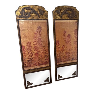 Vintage Lexington Home Accessories Gilt Botanical Panel Mirrors – Pair For Sale
