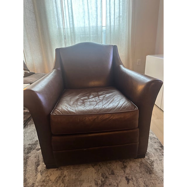 Mitchell Gold + Bob Williams Leather Chair and Ottoman Set For Sale - Image 10 of 10