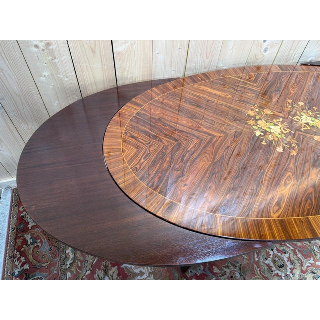 Wood Louis XVI Oval Dining Table with Extensions, 1960s For Sale - Image 7 of 8