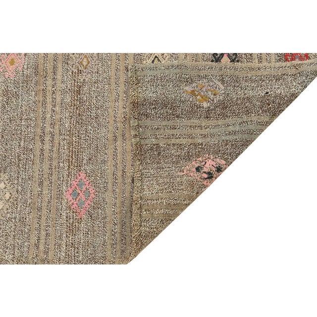 Mid 20th Century Mid 20th Century Vintage Embroidered Modern Kilim For Sale - Image 5 of 7