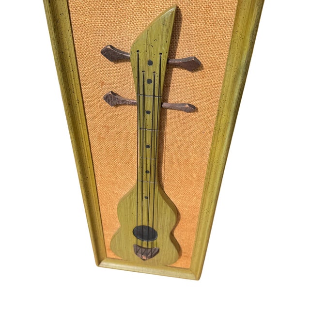 Mid Century Modern Wooden Musical Instrument Wall Decor For Sale - Image 4 of 5