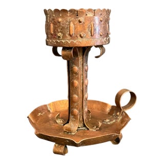 Period Arts & Crafts Copper Chamberstick For Sale