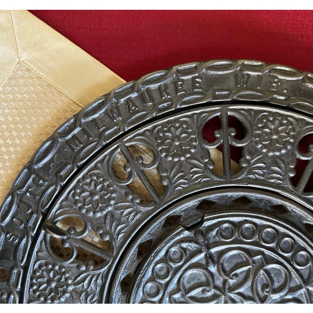 Metal Antique Round Cast Iron Heat Register/Grate Late 1800's - 3 Piece Set For Sale - Image 7 of 9