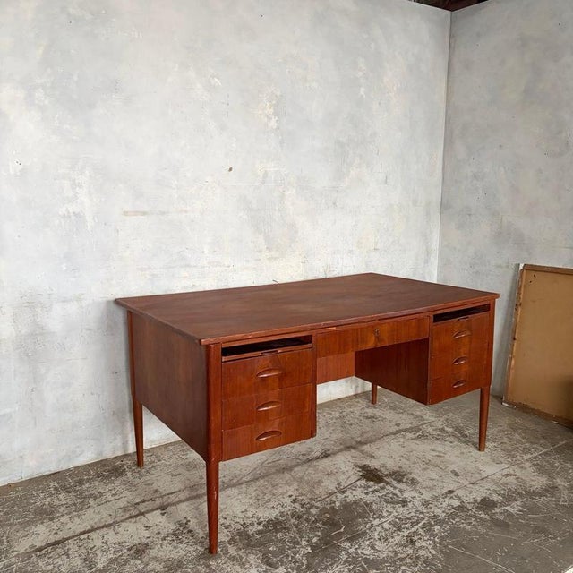Large Mid-Century Danish Teak Twin Pedestal Executive Desk, 1960s For Sale - Image 4 of 11