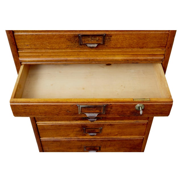 Wood Oak Filing Chest of Drawers, 1910 For Sale - Image 7 of 10