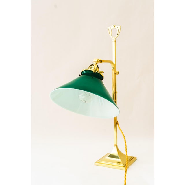 Gold Adjustable Table Lamp with Original Opal Glass Shade, 1920s For Sale - Image 8 of 15