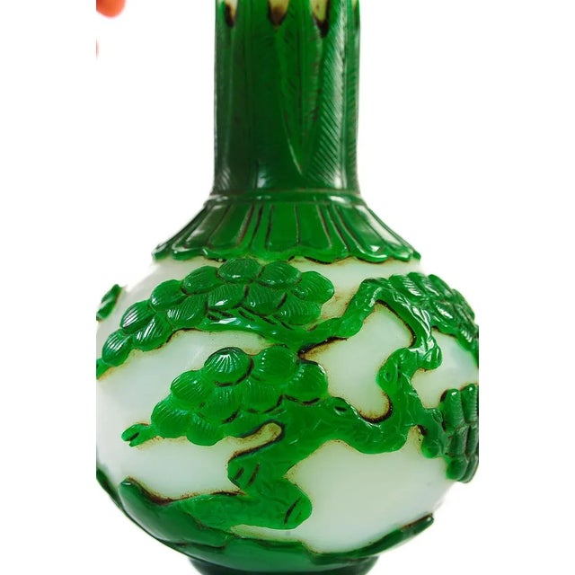 Chinese Antique 9" Green & White Pecking Vase For Sale - Image 4 of 7