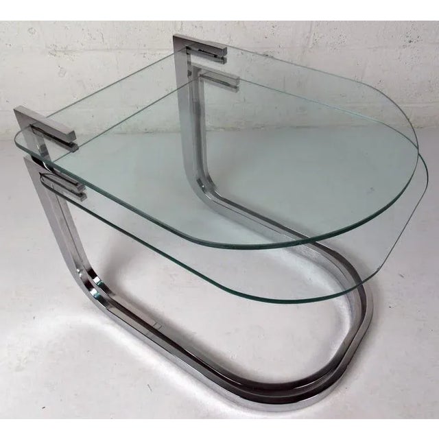 Modern Chrome and Glass Nesting Tables by Design Institute of America - a Pair For Sale - Image 5 of 10