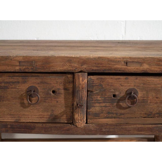 Antique Elm Console Table For Sale - Image 9 of 12