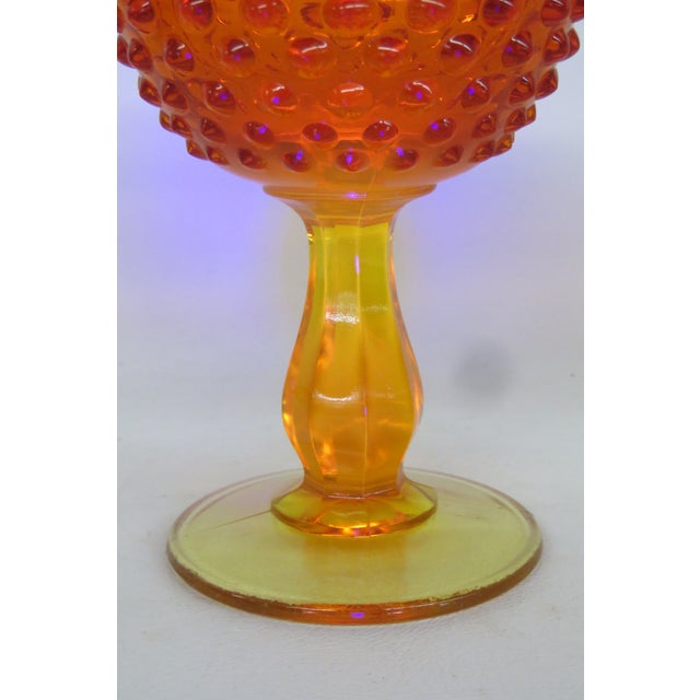 Fenton Amberina Hobnail Style Ruffled Pedestal Compote Candy Dish 4563b For Sale - Image 10 of 12
