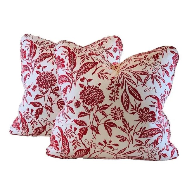 Premier Prints MM Designs White & Red Printed Botanical Floral Leaf Leaves Pillow Covers - Set of 3 For Sale In Jacksonville, FL - Image 6 of 8