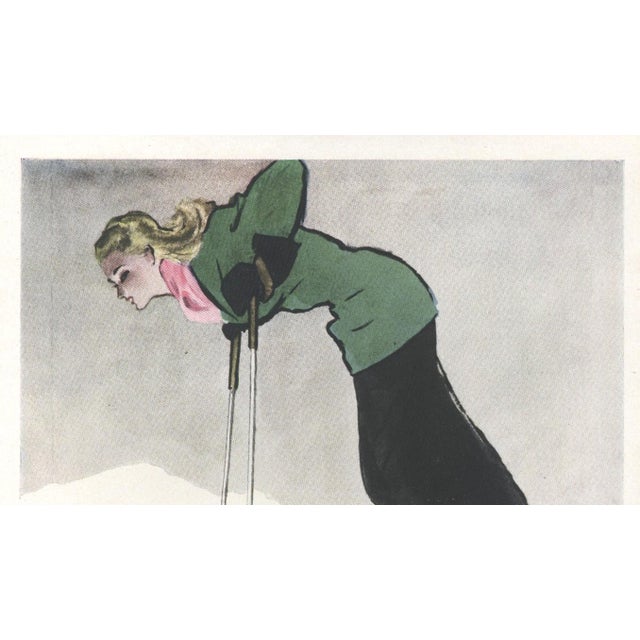 This is a French fashion SKI print that dates to 1947. It originally appeared as an advertisement print in a French...