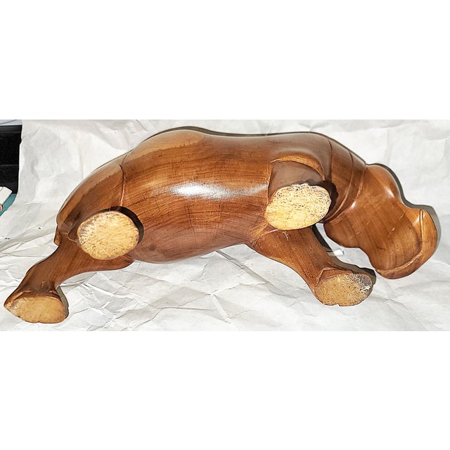 1970s Solid Carved Teak Hippopotamus Figurine For Sale In West Palm - Image 6 of 6