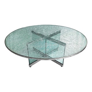 1970s Steve Chase Vintage Crackled Glass Coffee Table For Sale
