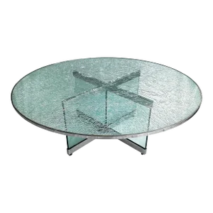 1970s Steve Chase Vintage Crackled Glass Coffee Table