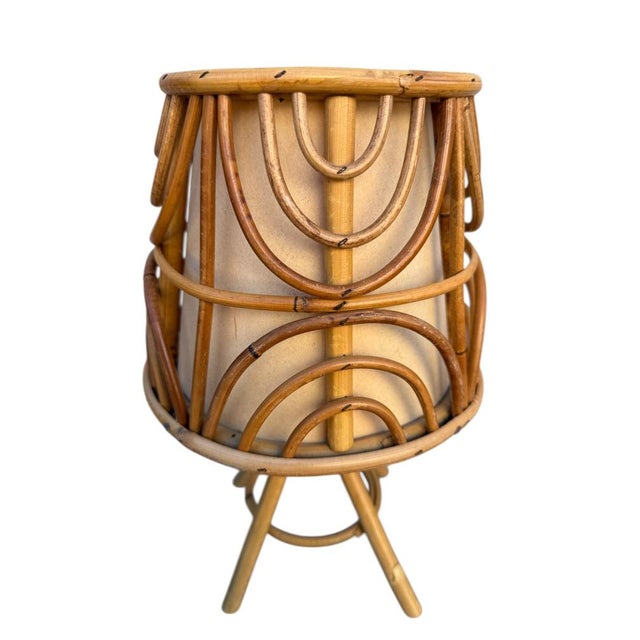 Mid-Century French Rattan and Wicker Table Lamps attributed to Louis Sognot, 1960s, Set of 3 For Sale - Image 11 of 13
