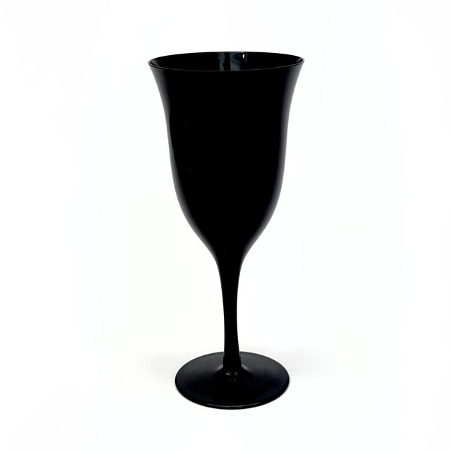 Glass Mid-Century Modern Black Glass Stemware Curation - Group of 9 For Sale - Image 7 of 14