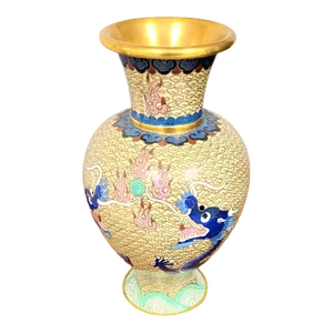 Vintage Cloisonne Chinese Fighting Dragons Vase