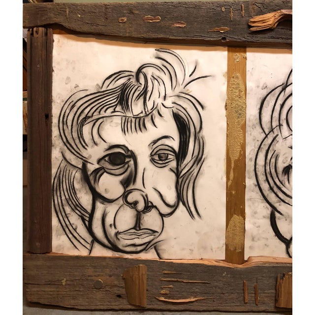 1990s Alex Beard, Donna Librea, Mixed Media Wall Hanging Drawing For Sale - Image 5 of 6