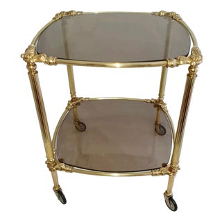 Vintage Art Deco Italian Brass Serving Cart For Sale