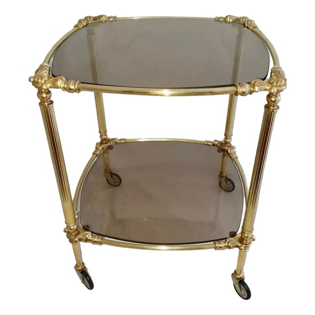 Vintage Art Deco Italian Brass Serving Cart For Sale