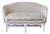 Elegant Louis XV Painted Settee in Natural Linen With Down-Filled Cushion For Sale
