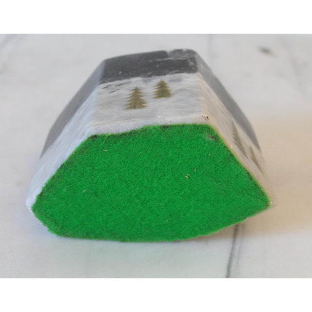 Vintage Stone Bookend With Hand Painted Pine Trees and Birds For Sale - Image 10 of 10