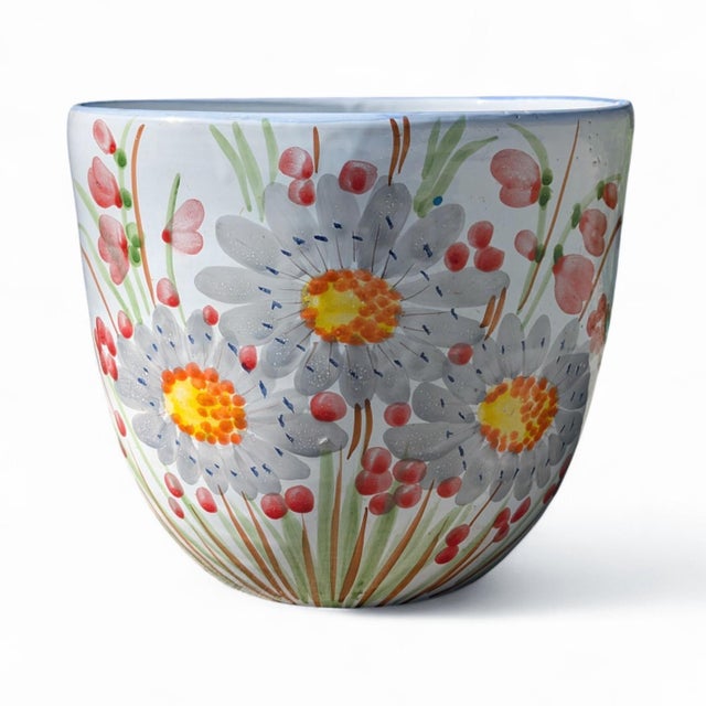Vintage Italian Ceramic Botanical Flower Planter Pot For Sale - Image 9 of 14