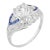 1930s Art Deco Gia 2.01 Carat Old Euro Cut Diamond Sapphire Platinum Engagement Ring, Size 6.5 For Sale