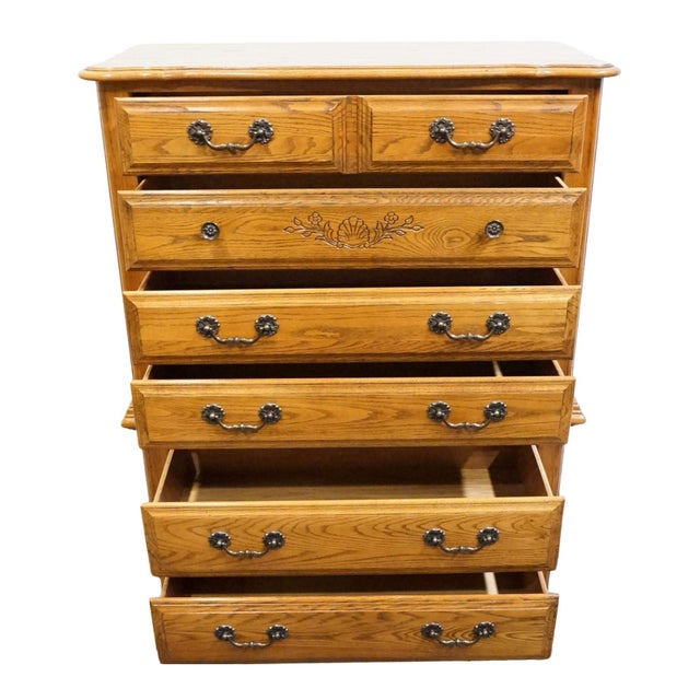 Keller Furniture Keller Furniture Solid Oak Country French Style 44" Chest on Chest 4670 For Sale - Image 4 of 12