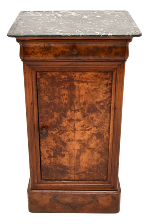 French Walnut Bedside Table with Marble Top, 1880s