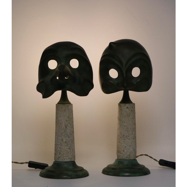 Bronze 1970s Set of 2 Seguso Table Lamps by Elin Raaberg Nielsen For Sale - Image 8 of 10