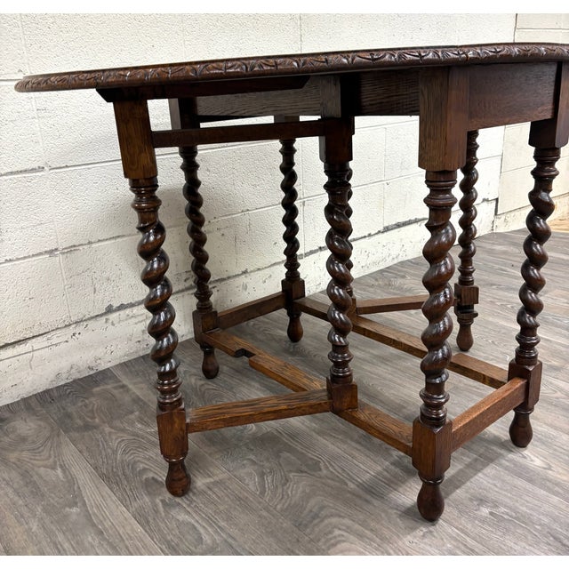 Antique 1800s English or American Jacobean Revival Drop Leaf Gate Leg Table For Sale - Image 9 of 14