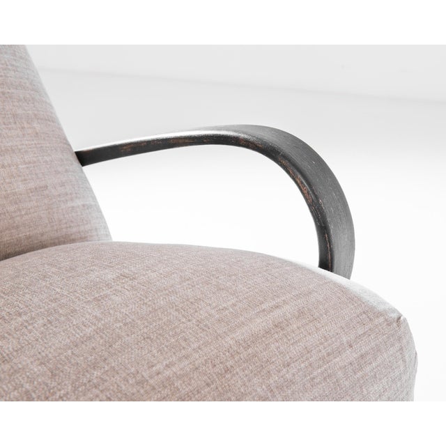Jindrich Halabala 1930s Mid-Century Czech Beige Bentwood Armchair For Sale - Image 4 of 4