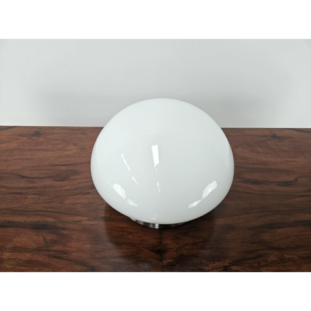Gray Vintage White Glass and Metal Table Lamp with Touch Switch, 1970s For Sale - Image 8 of 11