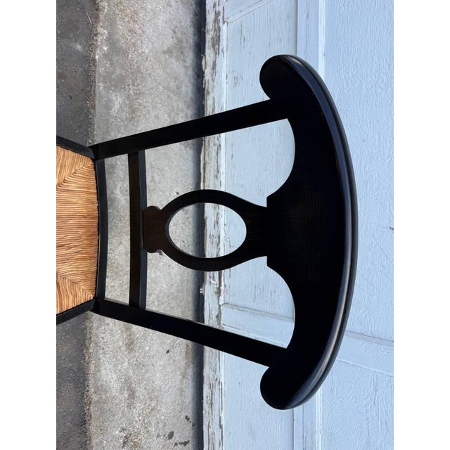 Pottery Barn Napoleon Black Painted Rush Seat Modern Dining Chairs- Set of 4 For Sale - Image 11 of 18