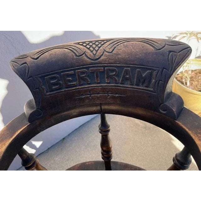 Wood 19th Century English Children's Windsor Arm Chair Carved " Bertram" For Sale - Image 7 of 9