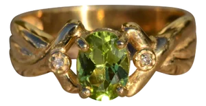 The Teleri: Ladies 14K Peridot and Diamond Twist Ring