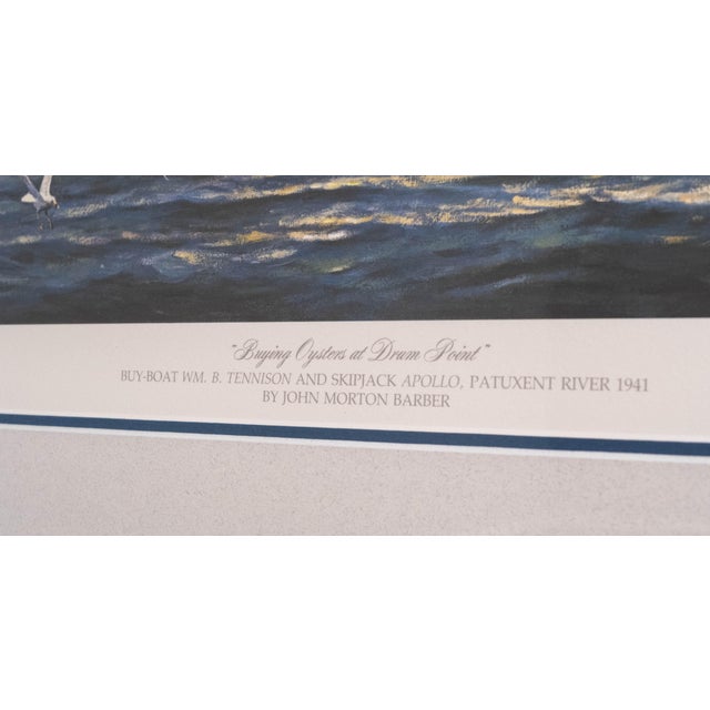 Traditional "Buying Oysters at Drum Point" Sailboats Painting Print Signed John M Barber Numbered For Sale - Image 3 of 11