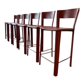 Italian Leather "Allegro" Counter Stools by Frag Design - Set of 6 For Sale