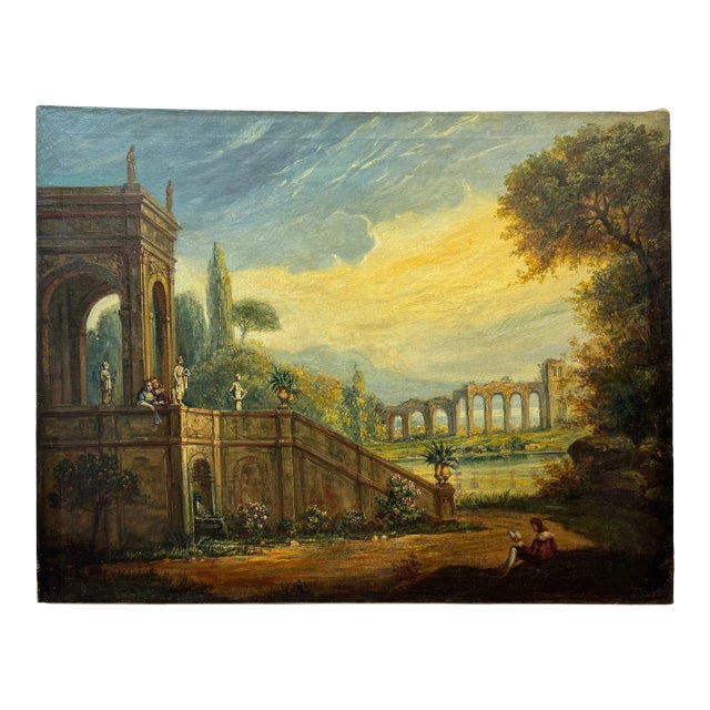 Landscape With Temple Ruins and Figures For Sale
