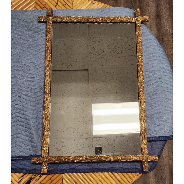 French Antique Dutch Giltwood Faux Bamboo Repousse Wall Mirror For Sale - Image 3 of 15