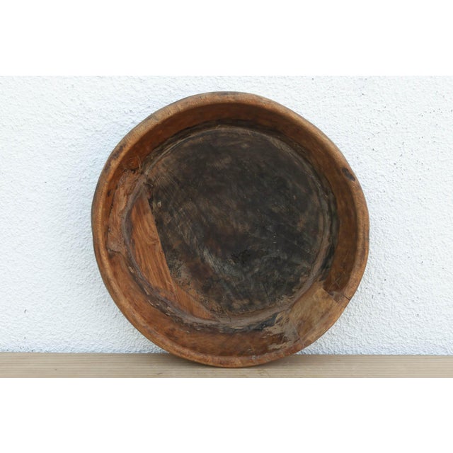 16" Dm Antique Rustic Farmhouse Wood Bowl For Sale In Los Angeles - Image 6 of 7